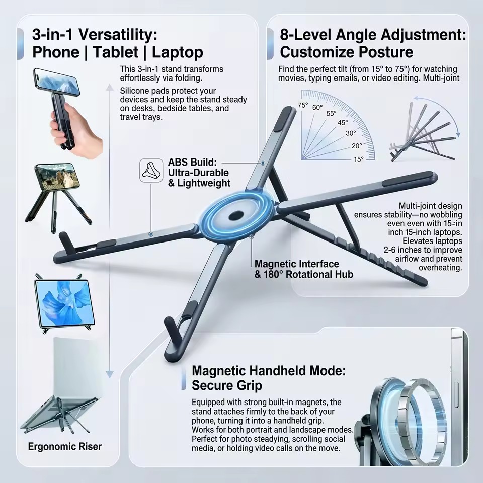 Auto Tracking Tripod - حامل هاتف مغناطيسي محمول وعصا سيلفي
