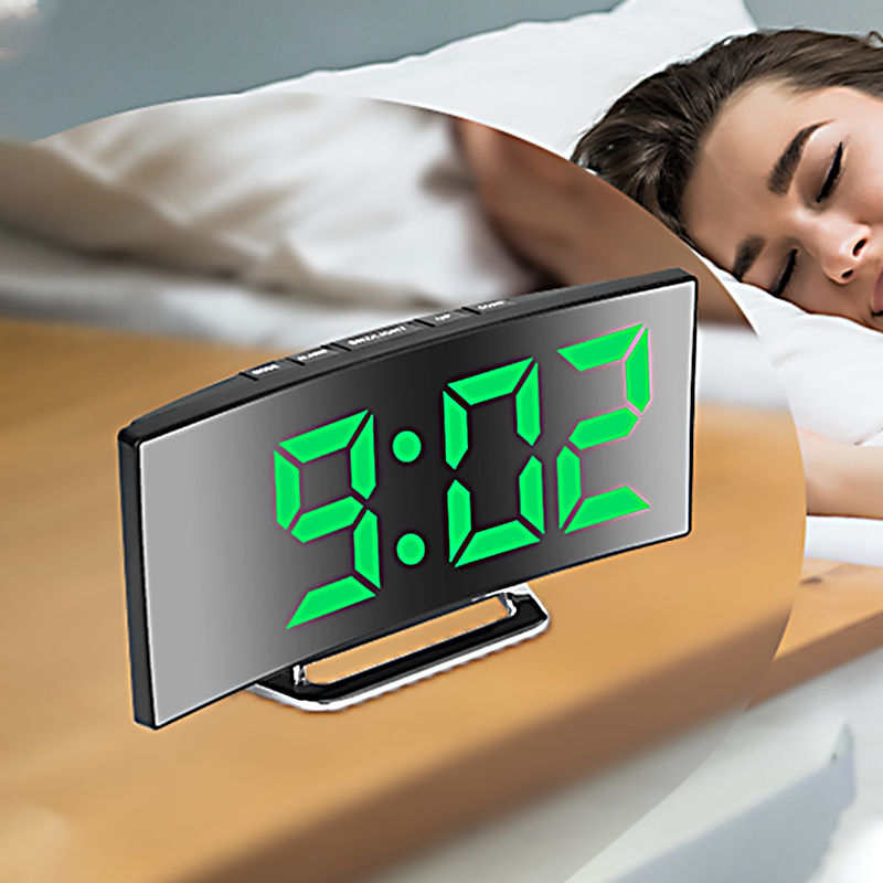 Electronics Gadgets For Home - LED منبه رقمي شاشة منحنية مرآة